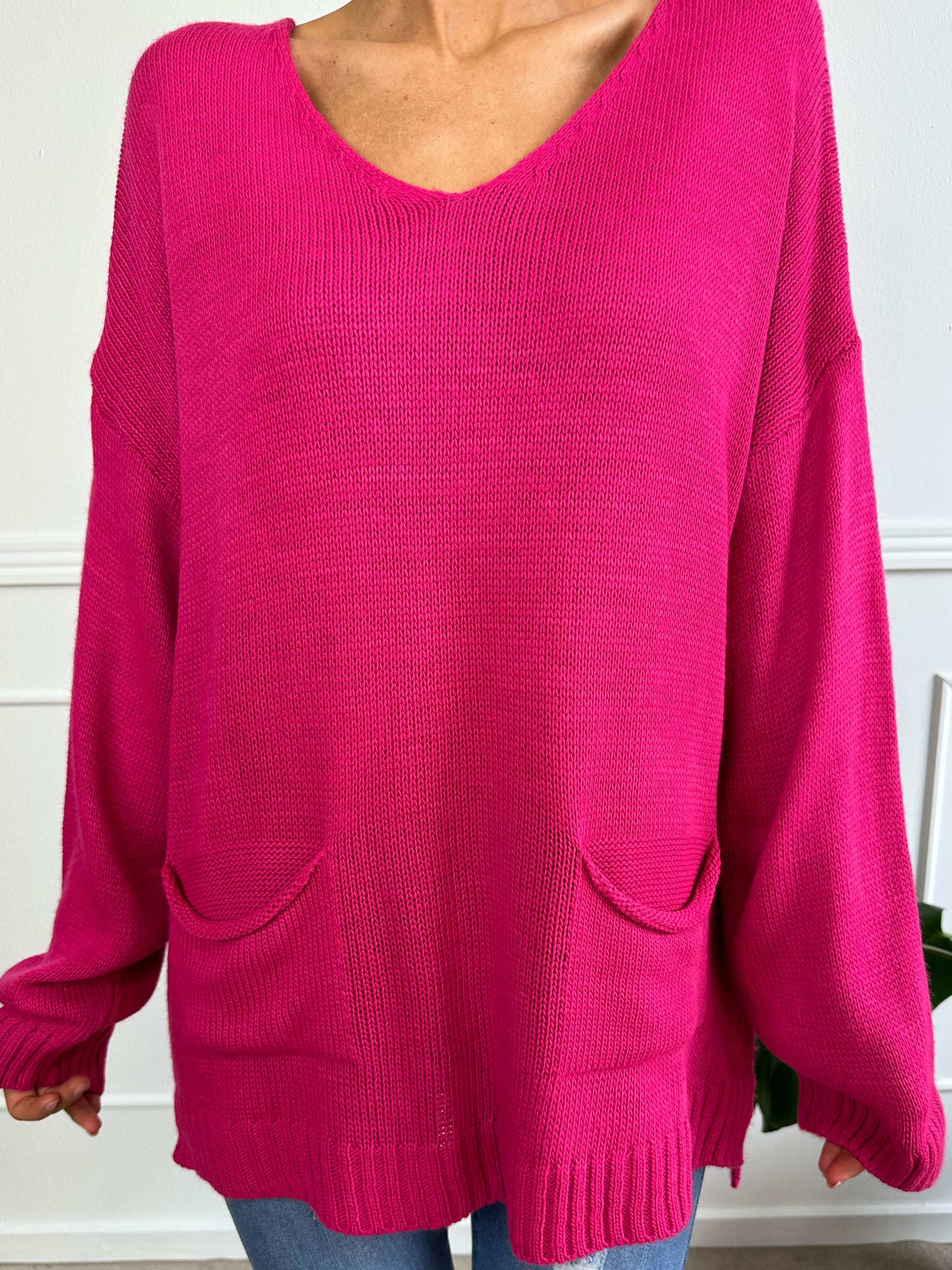 Shaima - Simpel oversized strik med lommer